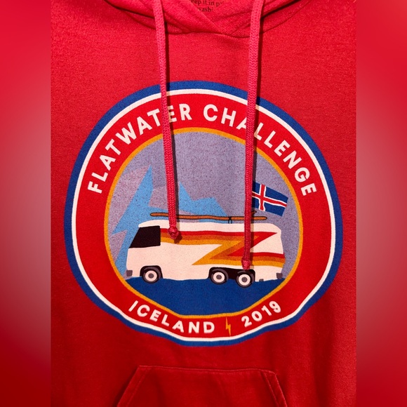 ✨SOLD! Aviator Nation Flatwater Challenge Iceland 2019 Red Graphic Hoodie 🌊 Rare - Picture 2 of 4